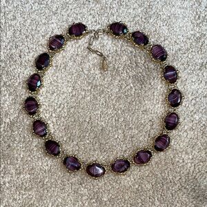 Vintage Sphinx Purple Agate Cabochon Necklace